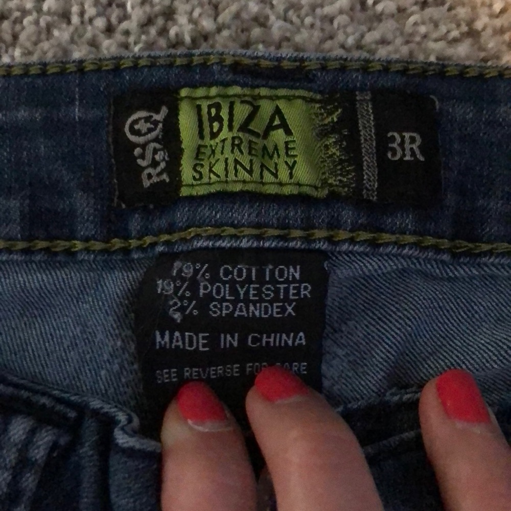 RSQ Ibiza Extreme Skinny Jeans Dark Blue Wash 3R - Picture 2 of 6